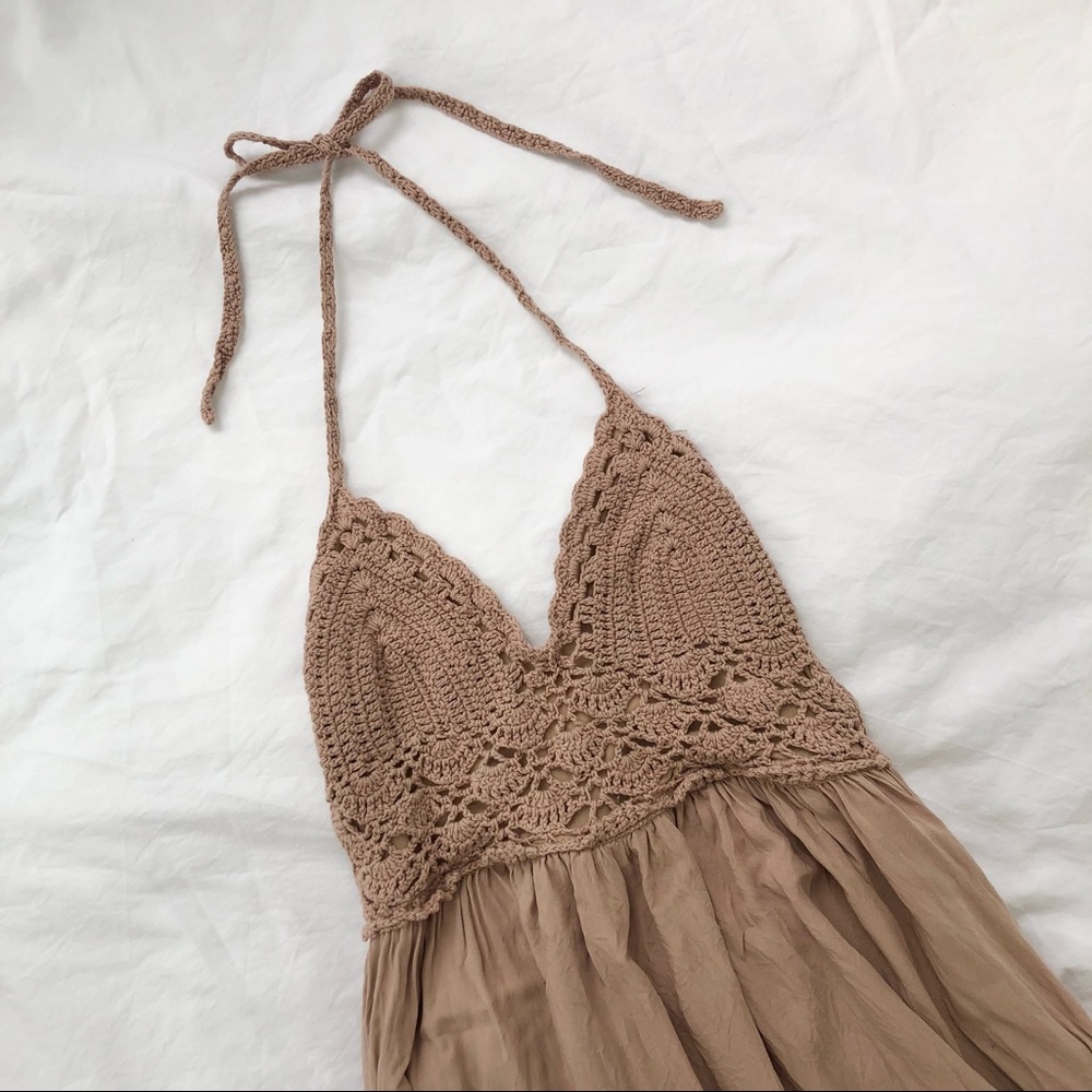 Dusty rose knit halter dress